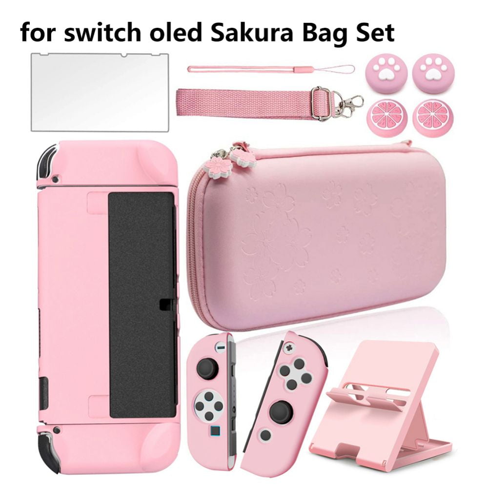 Nintendo Switch OLED Case, 16 in 1 Nintendo Switch OLED Case Bundle,  Includes Switch OLED Carrying Case, Screen Protector, Adjustable Stand &  More-Pink 