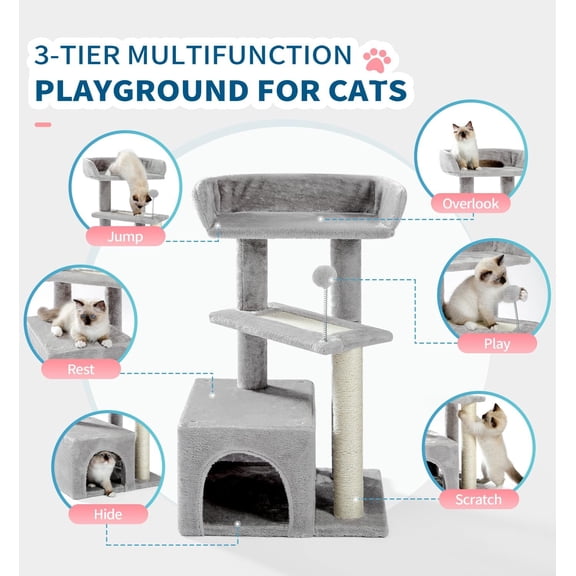Cute   Tree with Scratching Post and Pad, Multi-Level Indoor Climbing Furniture for Small and Medium Cats, Dog Bed Friendly