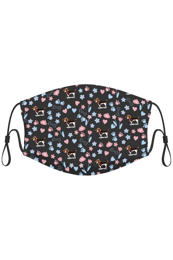 Cute Treeing Walker Coonhound Dog Graphic Printed Cloth Face Masks Reusable Washable Adjustable for Adults (10 PCS)