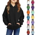 thumbnail image 1 of Cute Trendy Long Sleeve Pullover Hoodies Oversized Hooded Sweatshirts for Teen Girls, Winter Preppy Tween Tops​ Khaki 160, 1 of 5