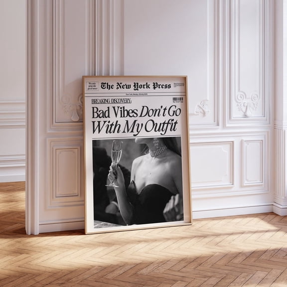 Cute Trendy Newspaper Headline Print New York Fashion, Unframed Poster