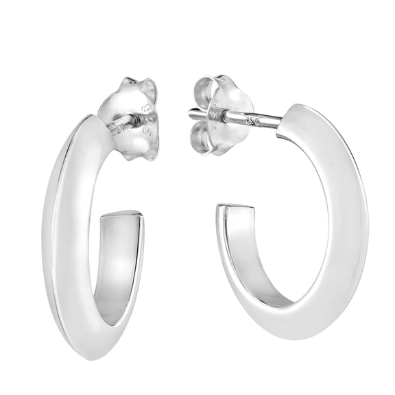 Cute Triangular Shaped Tube Sterling Silver Hoop Huggie Earrings