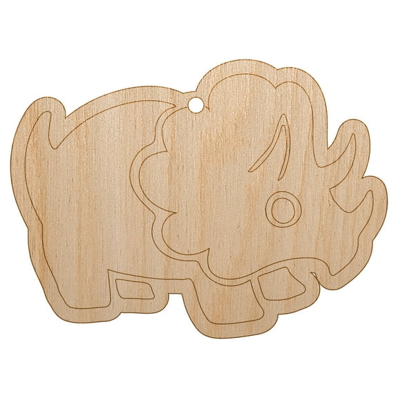 Cute Triceratops Dinosaur Wood Holiday Christmas Tree Ornament Unfinished DIY Pre-Drilled Craft