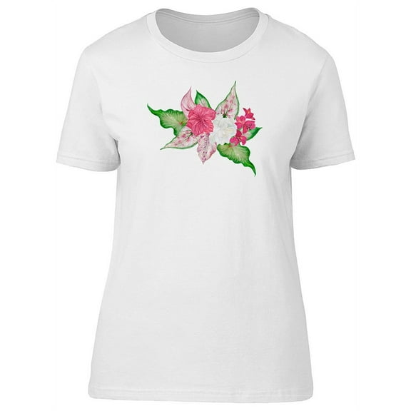 Cute Tropical Flowers, Pink T-Shirt Women -Image by Shutterstock, Female Small