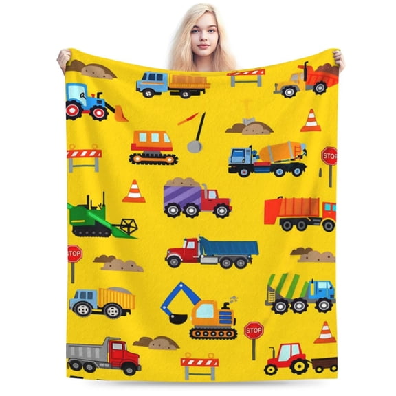 Cute Truck Construction Blanket Super Soft Flannel 50x40
