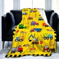 Cute Truck Construction Blanket Super Soft Flannel Throw Blankets