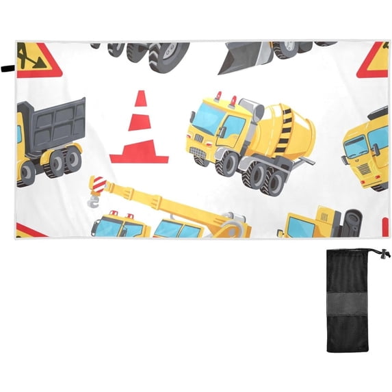 Cute Truck Excavator Beach Towel Fast Drying Camping Towels Sand Free Beach Blanket Soft Absorbent Travel Sport Towel for Gym Bath Shower Swimming 30" x 60" Washcloth Gift