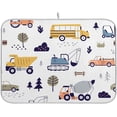 thumbnail image 1 of Cute Truck Excavator Dish Drying Mat for Kitchen Counter, Ultra Absorbent Reversible Microfiber Dishes Drying Rack Pad Heat-resistant Mats 18x24 Inch, 1 of 7