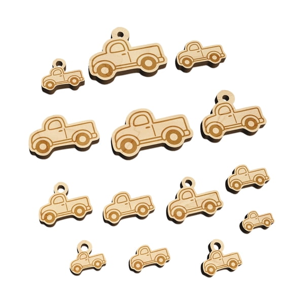 Cute Truck Wood Mini Charms Shapes DIY Craft Jewelry - With Hole - 14mm (26pcs)