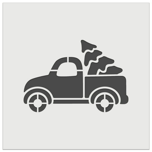 Cute Truck with Christmas Tree DIY Cookie Wall Craft Stencil - 7.0 Inch