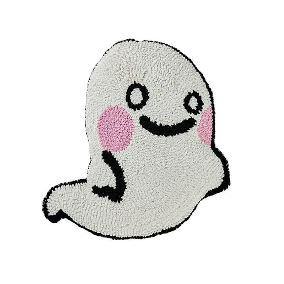 Cute Tufted Ghost Shaped Throw Pillow With Polyester Insert Fluffy Witch Hat Pink Blush Ghost Cushion Sofa Home Decor Gift