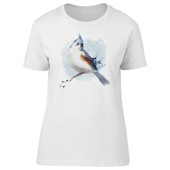 Cute Tufted Titmouse Bird T-Shirt Women -Image by Shutterstock, Female Small
