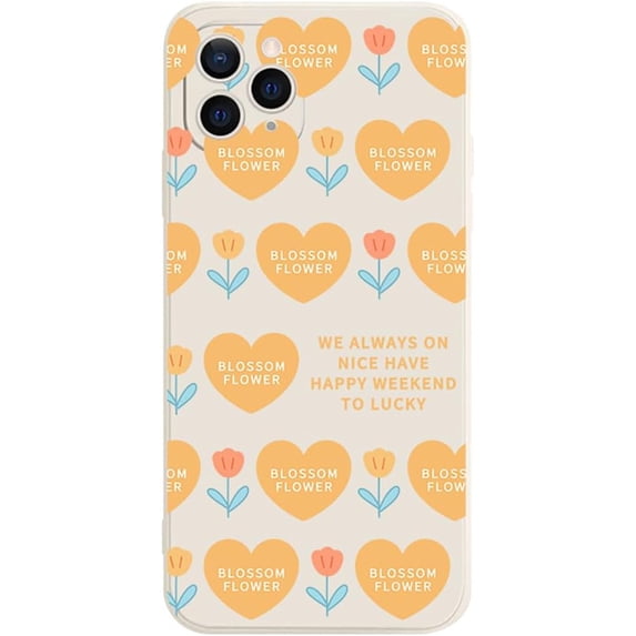 Cute Tulip Flowers Love Heart Soft Phone Case Compatible with iPhone Case (White,iPhone 13)