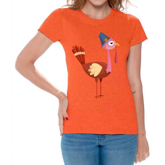 Cute Turkey Women Shirt - S M L XL 2XL 3XL - Funny Thanksgiving Tshirts for Women Holiday Graphic Tee Gift