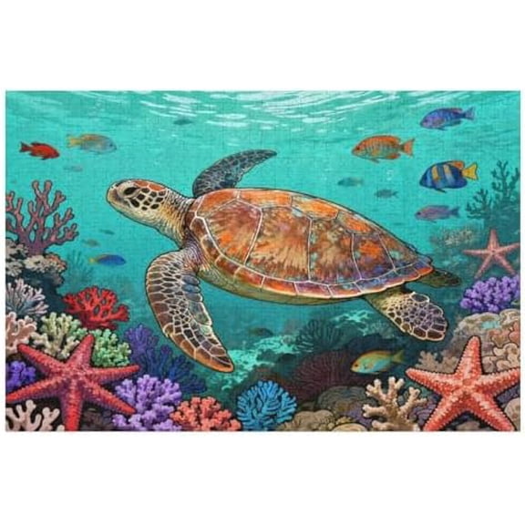 Cute Turtle 500 Piece Jigsaw Puzzle for Adults, DIY Home Decoration, Challenging Puzzle, Fun Interactive Family Game, Perfect for Teens and Adults, 20.5x15 Inches