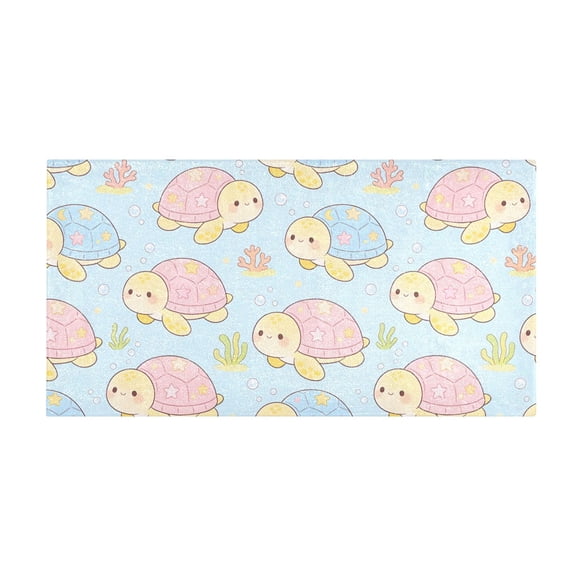 Cute Turtle Bath Mat 39x20 Inch Soft Absorbent Non-Slip Plush Bathroom Rug for Floor