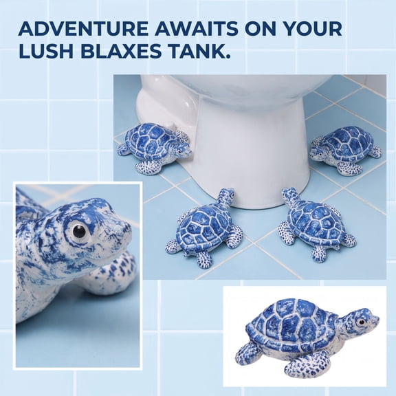 Cute Turtle Figurine with Glossy Blue and White Finish, Adorable Bathroom and Office Desk Decoration, Unique Housewarming and Gift Set for Her (1 Piece)