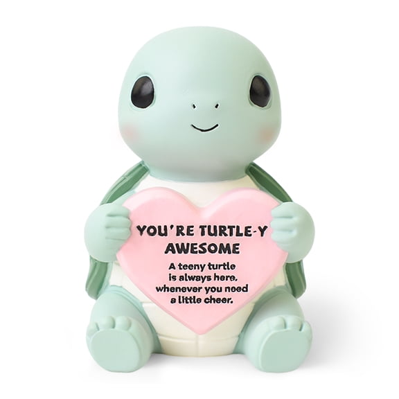 Cute Turtle Figurine with Heart, Inspirational Turtle Decor, Cheer Up Encouragement Gift for Turtle Lovers Home Decor