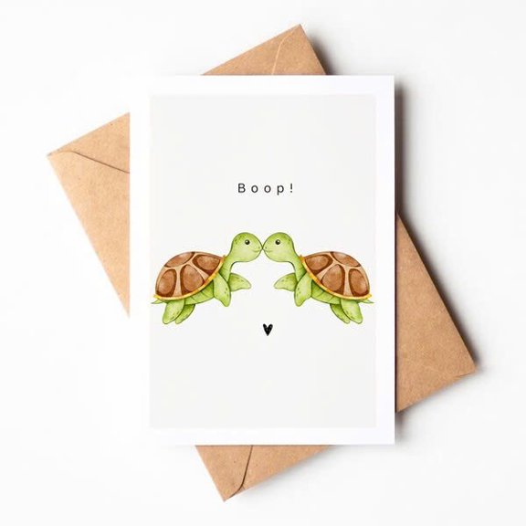 Cute Turtle Greeting Card - "Boop!" Design - Perfect for Friends, Family, Birthdays, or Just Because - Envelope Included, Blank Inside