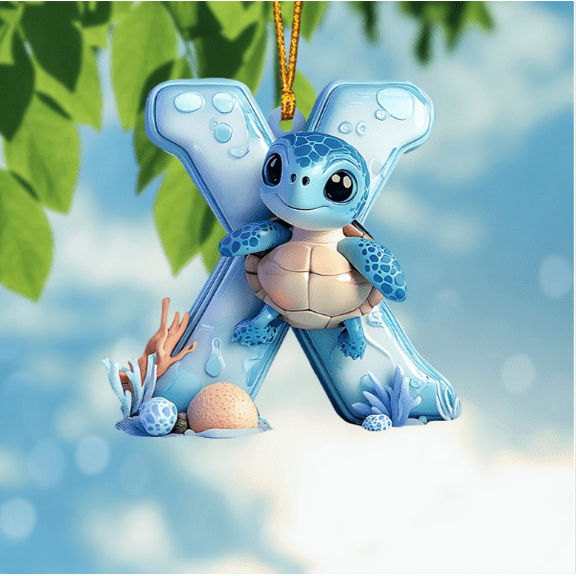 Cute Turtle Letter Shaped Ornament Hanging Decor Early Learning Tool adult Room Personalized Gift Alphabet Decoration Nursery Wall Christmas Tree Hanging
