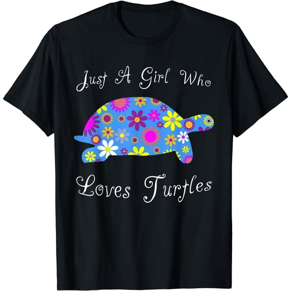 Cute Turtle Lover Gifts - Just A Girl Who Loves Turtles T-Shirt Black 3X-Large