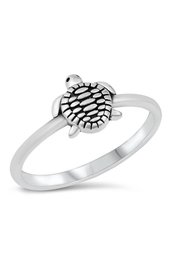 Cute Turtle Nature High Polished Ring .925 Sterling Silver Band Jewelry Female Male Unisex Size 7