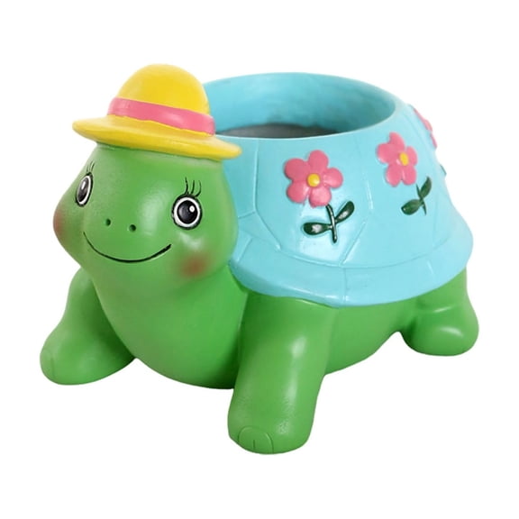 Cute Turtle Pot Resin Flower Pot with Drainage Holes