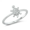 thumbnail image 1 of Cute Turtle Ring Clear Cubic Zirconia .925 Solid Sterling Silver Band White Jewelry Female Size 4, 1 of 4