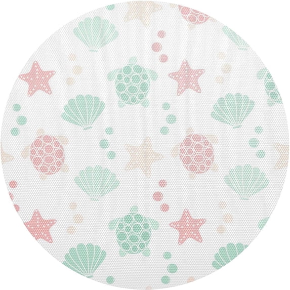Cute Turtle Shell Placemats Round Table Mats Non-Slip Washable Heat Resistant Kitchen Place Mat for Home Dining Coffee Tabletop (6PCS) Home Decor