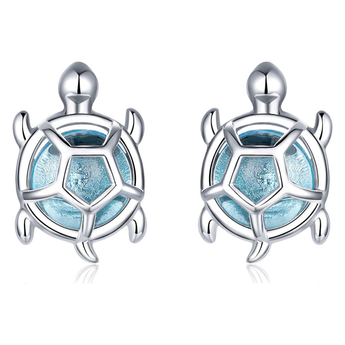Sterling Silver Light Blue CZ Turtle Post Earrings Sterling Silver Light Blue CZ Turtle Post Earrings