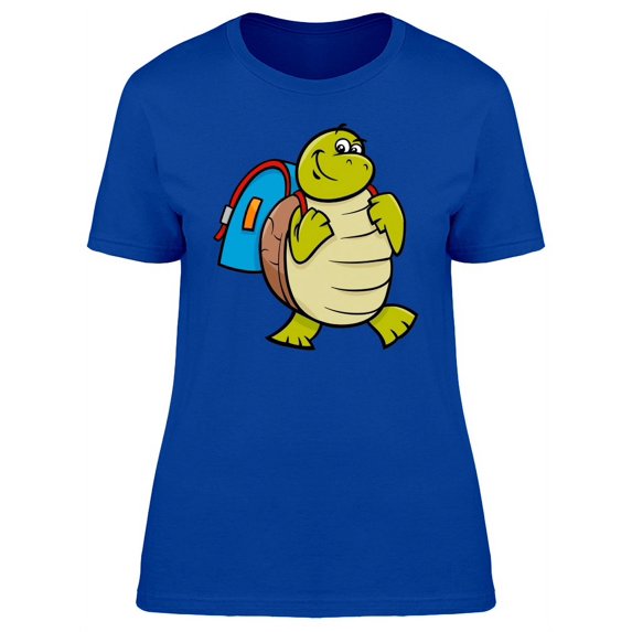 Cute Turtle Student Cartoon T-Shirt Women -Image by Shutterstock, Female Small