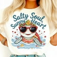 thumbnail image 1 of Cute Turtle Summer T-Shirt, Salty Soul Sunny Heart Shirt, Beach Animal Graphic Tee, Retro Sea Life Ocean Vibes Turtle Shirt, 1 of 5