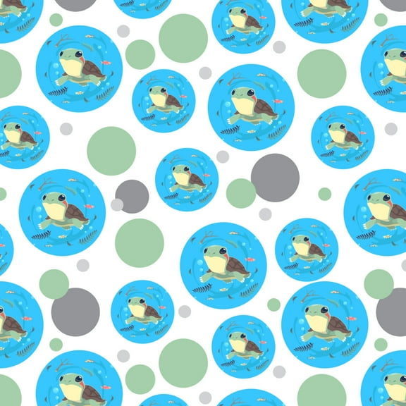 Cute Turtle Swimming with Fish Premium Gift Wrap Wrapping Paper Roll