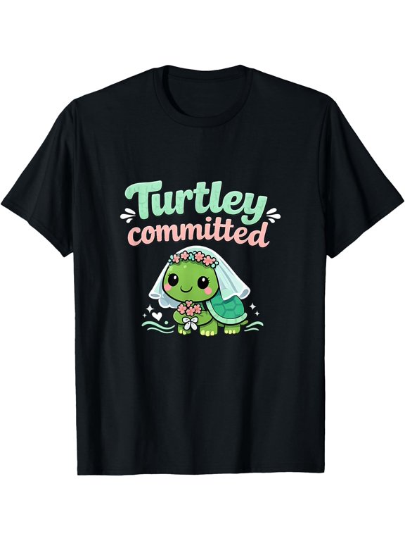 Cute Turtle Wedding Pun Turtley Committed T-Shirt