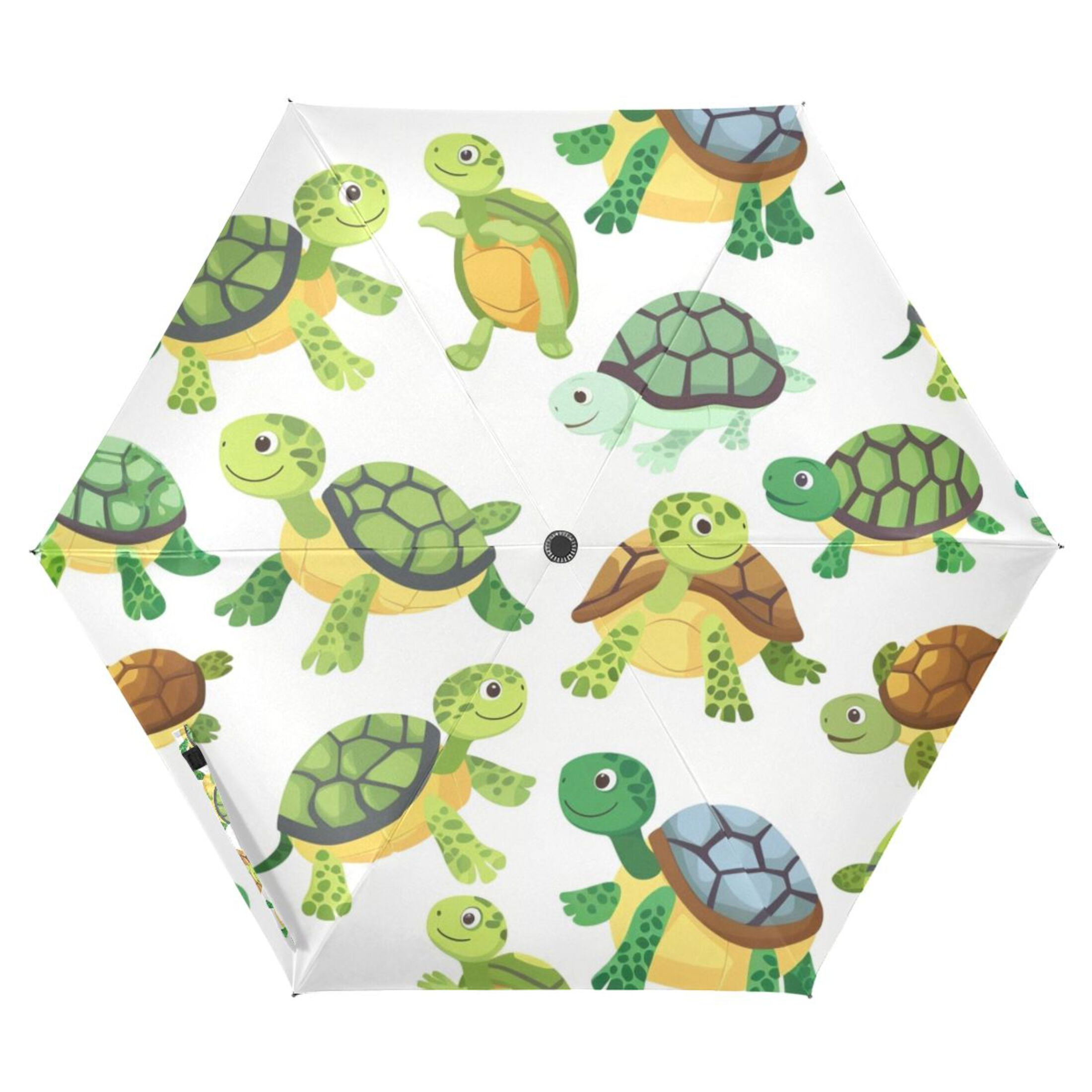 Cute Turtles UPF 50+ Compact Folding Umbrella for Rain Windproof Travel Umbrella Lightweight Packable