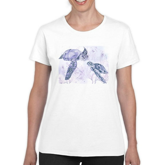 Cute Turtles Watercolor T-Shirt Women -Jennifer Paxton Parker Designs, Female Small