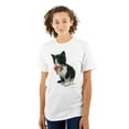 thumbnail image 1 of Cute Tuxedo Kitten Christmas Bow Women's Graphic T Shirt Tees Brisco Brands S, 1 of 5