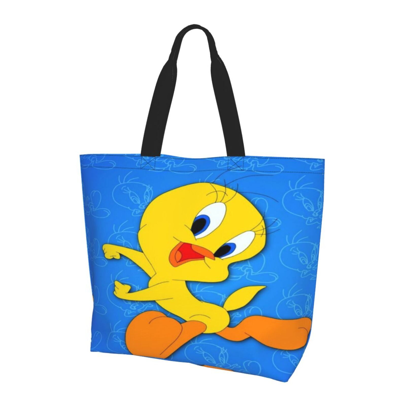 Cute Tweety Bird Extra Large Canvas Tote Bag For Gym Beach Travel Reusable Grocery Shopping Cartoon Portable Storage Bags