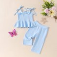 thumbnail image 1 of Cute Two Piece Sets for Girls Going-Out Vacation Outfits 6M-3Y Toddlers Kids Solid Sleeveless Spaghetti Strap Tank Tops and Pants Suits Set, 1 of 8