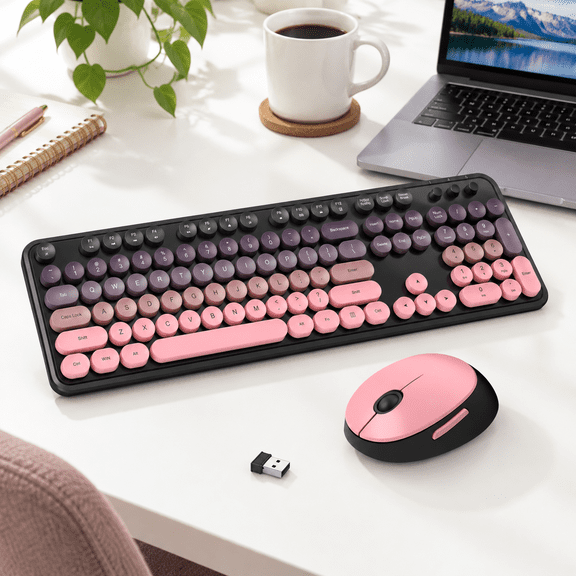 Cute Typewriter Wireless And Mousebo Black Pink