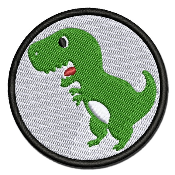 Cute Tyrannosaurus Rex Dinosaur Applique Multi-Color Embroidered Iron-On Patch - 2.0 Inch Mini