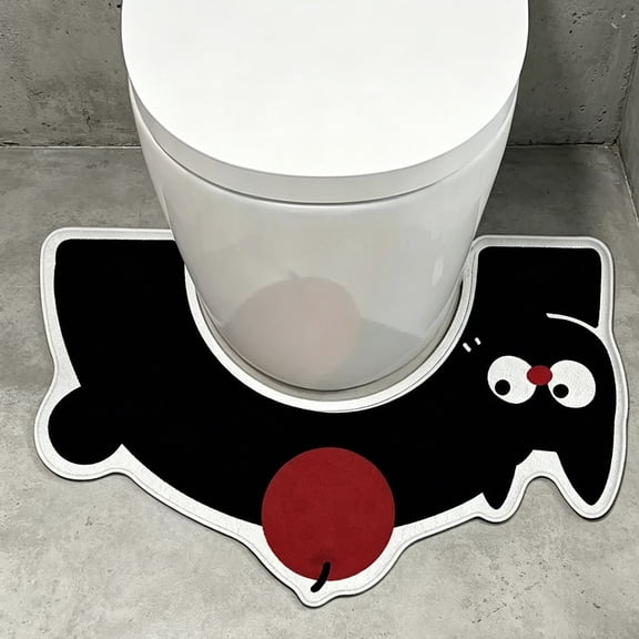 Cute U Shaped Bathroom Mat, Soft Non Slip Floor Rug for Toilet, Absorbent Diatom Mud Bath Mat with Bright Pattern, Home Decor for Bathroom Powder Room, 65cm