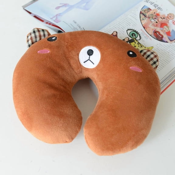Cute U Shaped Neck Pillow for Travel Relaxation Ergonomic Neck Support Soft Fabric Adorable Designs for Comfortable Rest Portable Versatile for Home Office On the Go,Pink