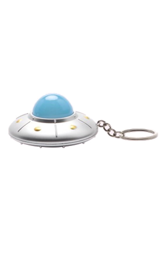 Cute UFO Keyring Ornament Mini Spaceship Model Keychain Pendant with LED Light