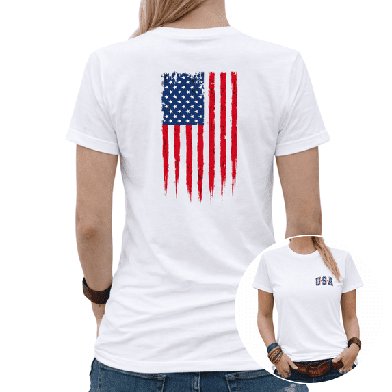 Cute USA Flag Back Print Independence Day Graphic Tees Women's Oversized T-shirt