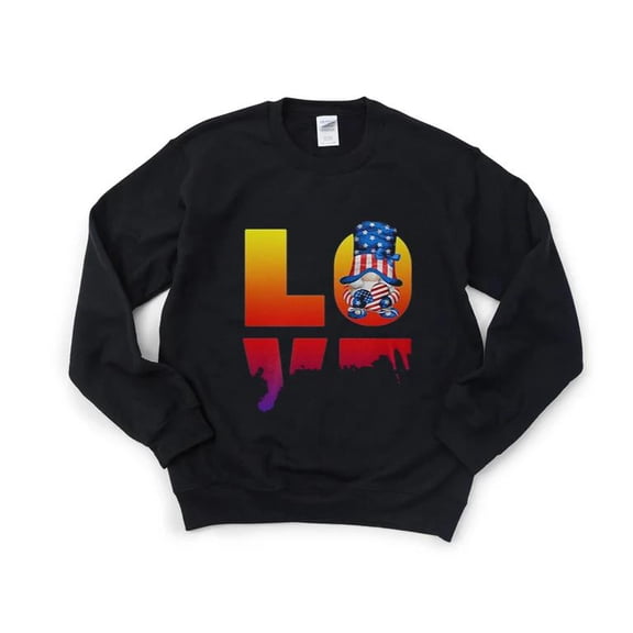 Cute USA Flag Heart 4th July Gnome Patriotic Mom Funny Whimsical Fun SweatShirt Unisex, up to 5XL