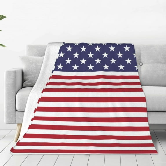 Cute USA Flag Throw Blanket for Women Men Fleece Blanket Warm Soft Blankets and Throws for Couch,Bed,Sofa 60"x50"