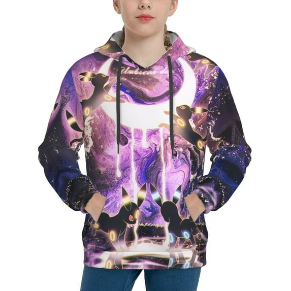 Cute Umbreon Youth Hoodie Long Sleeve Pullover Casual Sweatshirt Hooded Boys Girls