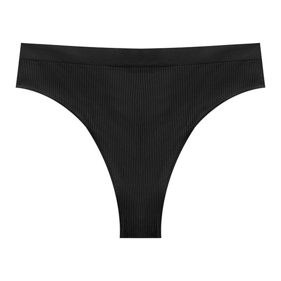 Cute Underwear for Women Womens Ribbed Knit Thong T-Back Sports Yoga Pants Stretchy Seamless Briefs Low Waisted Panties Black XL
