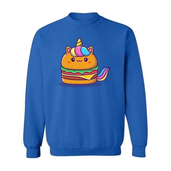 Cute Unicorn Burger Cartoon Sweatshirt Women -Image by Shutterstock, Female XX-Large